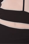 Black Mesh Panel Asymmetric Hem Mini Dress | Uniquely Sophia's