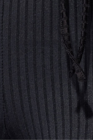 Black Rib knit Tie Front Lounge set | Uniquely Sophia's