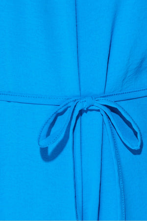 Blue Short Sleeve Tie Waist Jumpsuit | Uniquely Sophia's