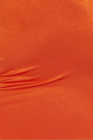Burnt Orange Stretch Satin Strappy Bodycon Mini Dress