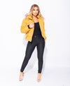 Mustard hooded puffa jacket | Uniquely Sophia's