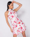 Floral Print Lace Trim Frill Detail Backless Dress | Uniquely Sophia's