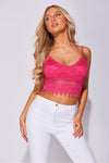 Pink Lace Crochet Trim Strappy Crop Top