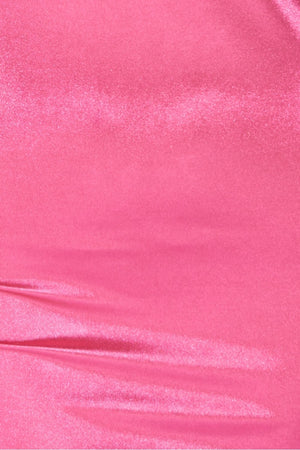 Fuchsia Stretch Satin Strappy Bodycon Mini Dress