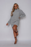 Grey Roll Neck Knitted Mini Dress
