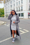 Grey Roll Neck Knitted Mini Dress | Uniquely Sophia's
