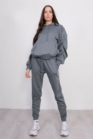 Ruched Hoodie And Jogger Lounge Set