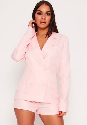 Button Front Blazer Pink
