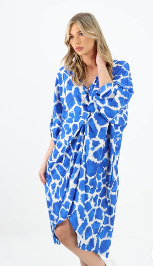 Animal print twist front midi