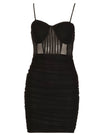 Black Mesh Sleeveless Overlay Mini Dress | Uniquely Sophia's