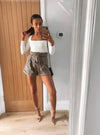 Checked self belt Shorts | Uniquely Sophia's