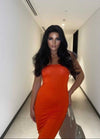 Orange Bandeau Midaxi Dress | Uniquely Sophia's