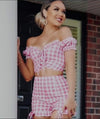 Pink Gingham Bardot Co Ord Set | Uniquely Sophia's