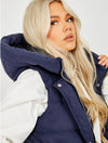 Longline Padded Navy Hooded Gilet