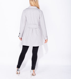 Silver Button Detail Double Breasted Coat | Uniquely Sophia's