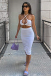 White Halterneck Crop & Midi Skirt | Uniquely Sophia's