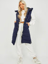 Longline Padded Navy Hooded Gilet