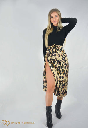 Leopard print wrap midi skirt by uniquely-sophias