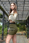 Khaki Utility Denim Skirt | Uniquely Sophia's