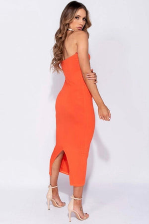 Orange Bandeau Midaxi Dress
