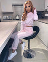 Pink Drawstring Cropped Hoodie & Joggers Set