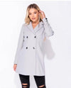 Silver Button Detail Double Breasted Coat | Uniquely Sophia's