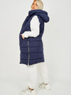 Longline Padded Navy Hooded Gilet