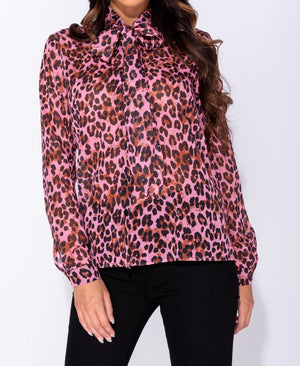 Leopard Print Bow Blouse | Uniquely Sophia's