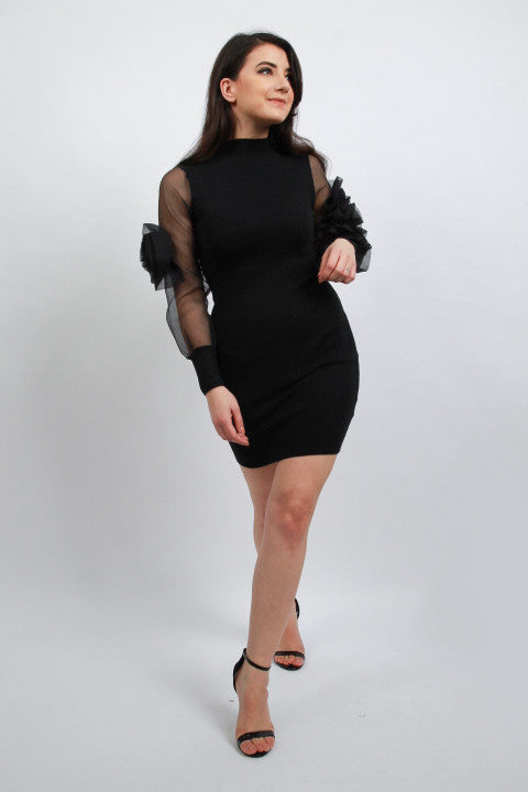 Black rose sleeve jumper dress