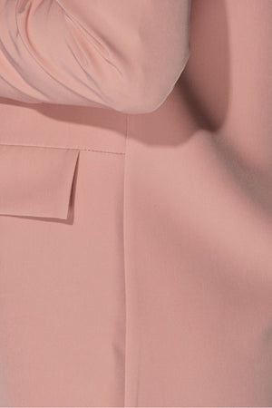 Nude Lapel Detail Ruched Sleeve Blazer