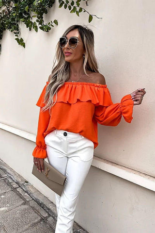 Orange off best sale the shoulder top