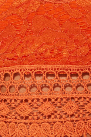 Orange Lace Crochet Trim Strappy Crop Top | Uniquely Sophia's