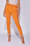Orange Wide Buckle Belt Pintuck Tapered Trousers