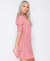 Pink Polka Dot Puff Sleeve  Mini Dress | Uniquely Sophia's