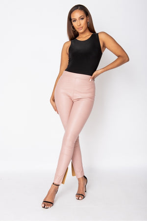 Rose Faux Leather High Waist Jeggings