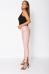 Rose Faux Leather High Waist Jeggings