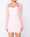 Pink Sheer Sleeve Bodycon Mini Dress | Uniquely Sophia's