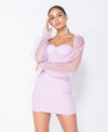 Lilac Sheer Sleeve Bodycon Mini Dress | Uniquely Sophia's