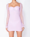 Lilac Sheer Sleeve Bodycon Mini Dress | Uniquely Sophia's