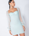 Mint Sheer Sleeve Bodycon Mini Dress | Uniquely Sophia's